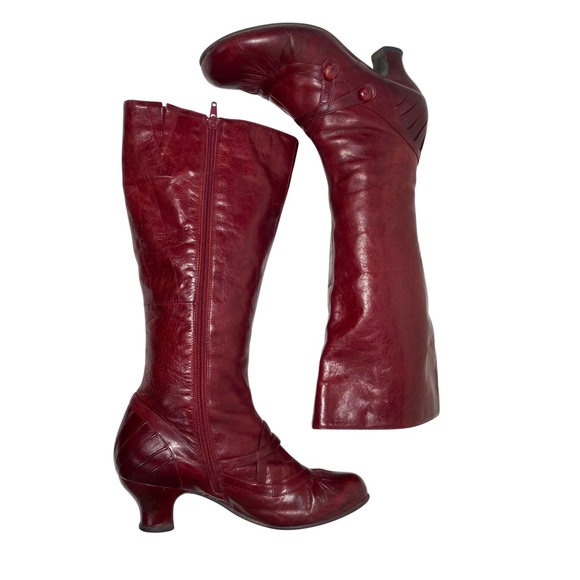 Miz Mooz Burgundy Leather Heeled Boots - Picture 8 of 17